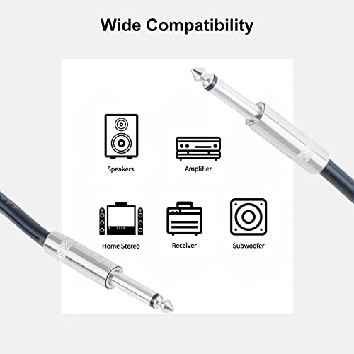 Umoki 2Pcs Professional 30 Feet 12 Gauge 1/4 Inch To 1/4 Inch Male Speaker Cables - 30Ft 12Awg 6.35Mm Stereo Audio Wires Dj Cables - 2 Pack #TOP2
