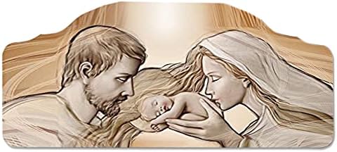 Religious Bedside Panel, 42x92 cm , Holy Kiss Design, Brown, Carved Panel