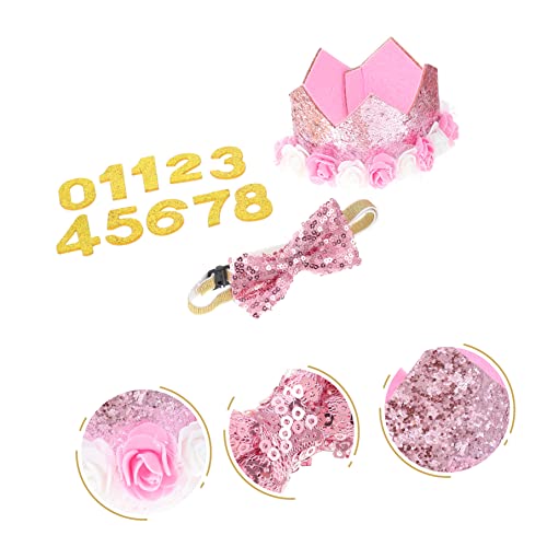 Mipcase 2 Conjuntos Chapéu Gravata Borboleta Gorro De Menina Aniversário Para Cachorro Chapéu De Cac