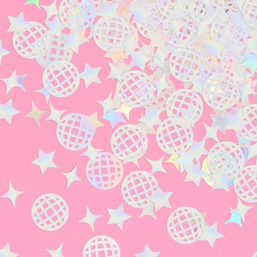 100 Peças confetes com purpurina, confetes de discoteca confetes de estrelas coloridas, confetes de bola de discoteca, confetes brilhantes purpurinas para disco hippie retro festa (B)