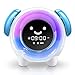 BestXiuyi Children Sleep Training Alarm 7 Changing Colors Teach Kids Time to Wake Up, Rechargeable Night Light Clock with 2400mAh Battery Charging USB (Blue)