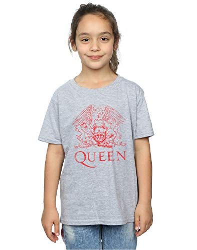 Absolute Cult Queen Girls Distressed Crest T-Shirt Sport Grey 9-11 Years