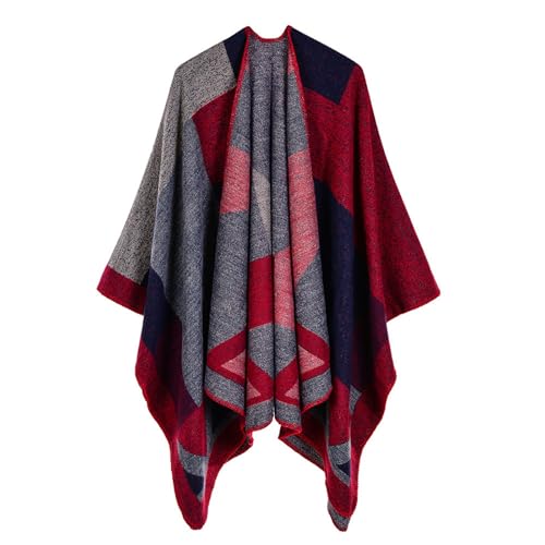 Abrigo de invierno para mujer estilo poncho de gran tamaño casual