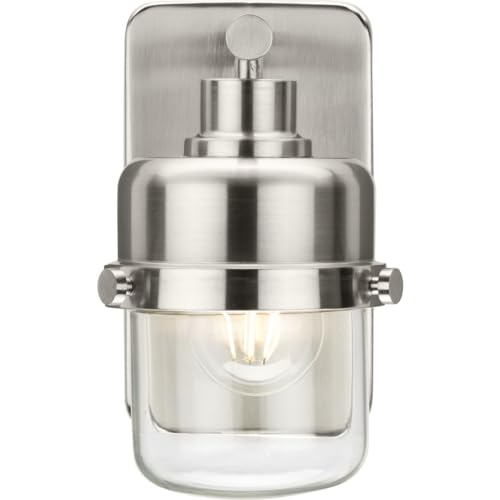 Progress Lighting Beckner Collection One-Light Brushed Nickel Clear Glass Urban Industrial Bath Light by Progress Lighting - Used condition - Image 6