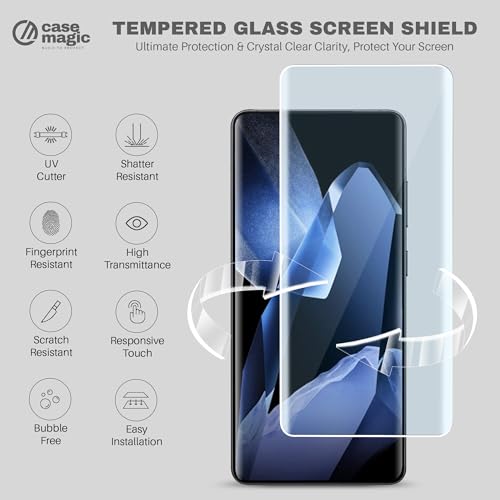 Image of Case-Magic Advanced HD+ UV Curved Tempered Glass for OnePlus 13 5G (6.82 Inch) Screen Protector, Edge to Edge, Ultra Clear, Scratch Resistant, Responsive Touch, Shatterproof, Bubble Free Installation Kit