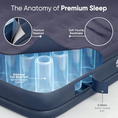 Sekey Twin Air Mattress with Built in Pump, 16" Raised Compact Blow up Mattress, Inflatable Mattress for Camping Guest Home, Portable Travel Air Bed, 3-Min Quick Inflation Deflation, Colchon inflable by Sekey - Used condition - Image 5