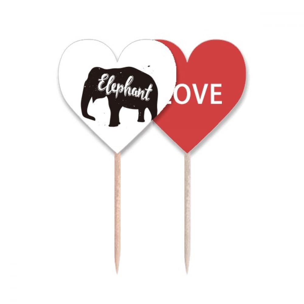 Cure-dents éléphant noir et blanc avec drapeau cœur pour vos buffets de fête