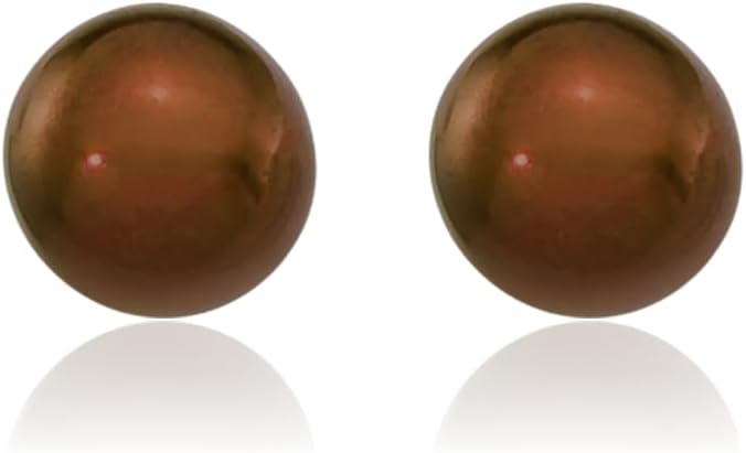 IceCarats 14K Solid Yellow Gold 8mm Freshwater Brown Pearl Large Stud Earrings Prong Set, Butterfly Back For Her