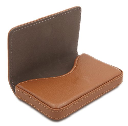 Image of RFID Blocking Wallet - Minimalist Leather Business Credit Card Holder with Magnetic, Light Coffee, Small