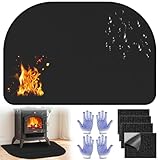 Feuerfeste Kaminmatte Unterlage Hitzeschutzmatte Funkenschutzplatte Feuerschutzmatte Matte Grillunterlage Grillmatte für Gasgrill BBQ Grills Boden Kamin Feuerstellen Camping (Schwarz, 50x80cm)