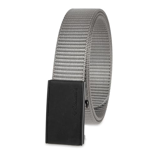 Columbia Men's Fabric Belt with Fully Adjustable Ratchet Buckle, Grey, Large