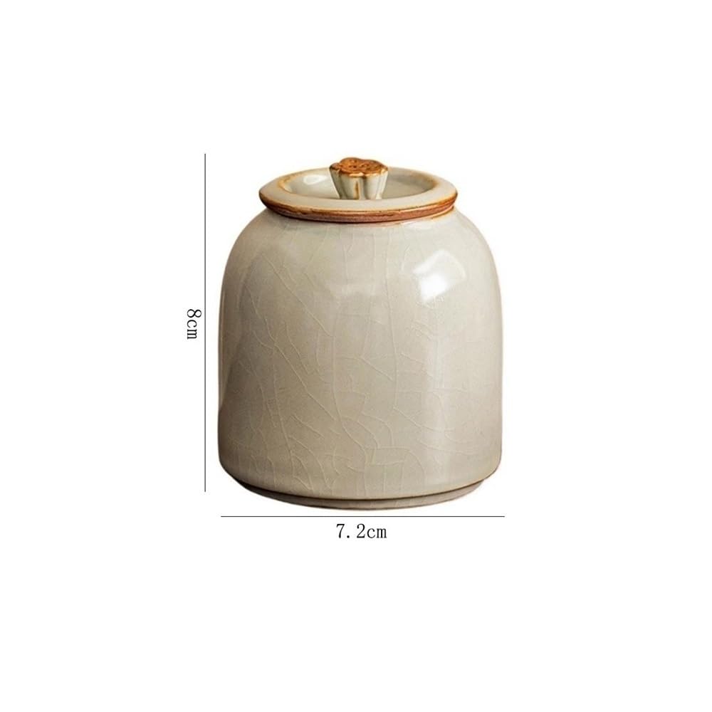 Pojemnik na herbatę Mihuang Ru Kiln Tea Jar Ceramiczny pojemnik do przechowywania w gospodarstwie domowym Puszki z zamkniętą pokrywką Wykwintny Mini Caddy(Dark Green)