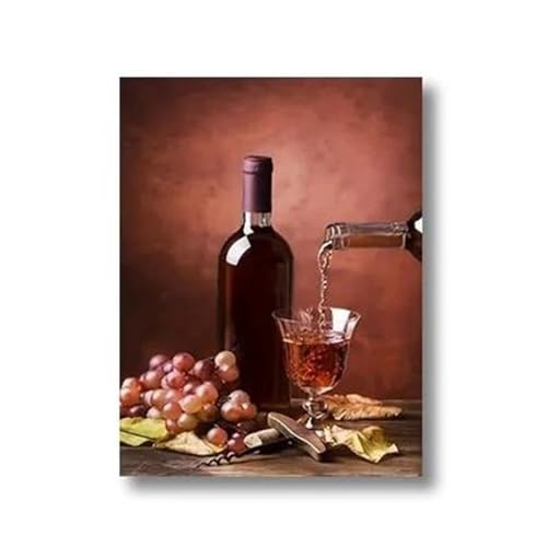 Cuadro sobre lienzo XENITE de copa de vino en formato 40x50cm para decoración interior 2