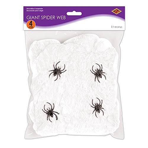 FR Giant Spider Web (white; 4 - 2 spiders included) Party Accessory  (1 count) (2.1Ozs/Pkg)