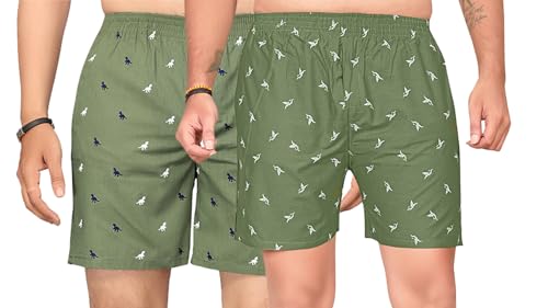 Image of Men's Cotton Blend Combo of 2 Printed Boxer Side Pockets Shorts 02