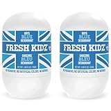 Fresh Kidz Roll On Deodorant for Kids and Teens - Baking Soda and Aluminum-free 24 Hour Protection for Sensitive Skin - Boys "Blue" 1.86 fl.oz. (2 Pack)