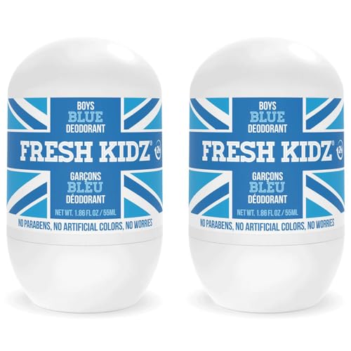 Fresh Kidz Roll On Deodorant for Kids and Teens - Baking Soda and Aluminum-free 24 Hour Protection for Sensitive Skin - Boys 