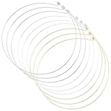 CREATCABIN 9 Pieza 3 Colores Collares de Alambre de 1.2mm para Mujer 304 gargantillas de Acero Inoxidable Gargantilla Abierta Dorada Collar de Metal Liso Redondo Cadena Redonda para Hacer Joyas 14cm