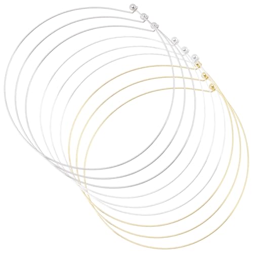 Image of CREATCABIN 9Pcs 3 Colors 1.2mm Wire Wrap Collar Necklaces for Women 304 Stainless Steel Choker Golden Open Choker Collar Metal Plain Round Chain Necklace Round Chain for DIY Jewelry Making Gifts