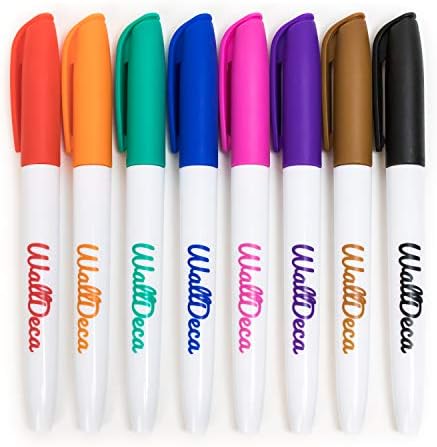 WallDeca Wet Erase Overhead Transparency Markers, Fine Point, Assorted Colors, 8-Count, Works for Laminated Calendars