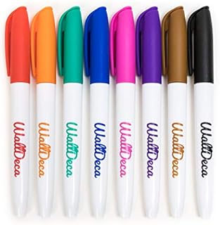 WallDeca Wet Erase Overhead Transparency Markers, Fine Point, Assorted Colors, 8-Count, Works for Laminated Calendars