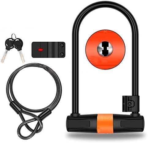 J41S Bike U Lock with Cable Heavy Duty Bicycle U-Lock,14mm Shackle and 10mm x1.2m Cable For Road Bike Mountain Bike Electric Bike Folding Bike, Great Bike Safety Tool