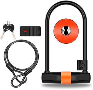 J41S Bike U Lock with Cable Heavy Duty Bicycle U-Lock,14mm Shackle and 10mm x1.2m Cable For Road Bike Mountain Bike Electric Bike Folding Bike, Great Bike Safety Tool