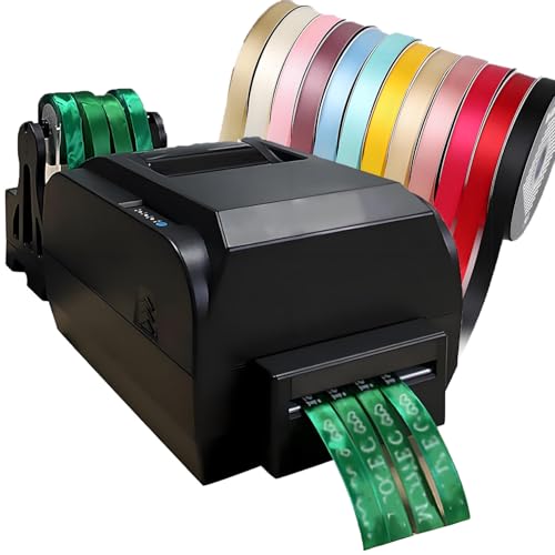 QuinteZhenTially Embossed Label Maker Machine,Digital Ribbon Fabric Printer,Foil Stamping Printing Machine,200 Dpi Resolution,Speed 150mm/S,for Personalized Ribbons Home,Convenience Store FourRows