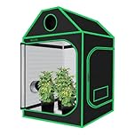 Green Hut 4x4 Grow Tent, 48"x48"x72" Roof Cube Plant Grow Tents with Observation Window and Floor Tray for Indoor Plant Growing Seedling
