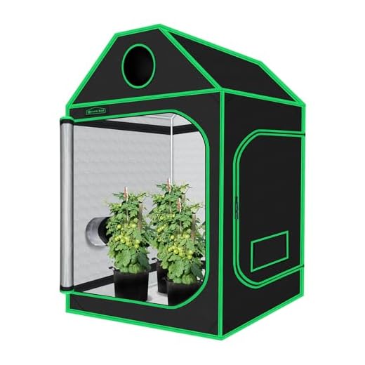 Green Hut 4x4 Grow Tent, 48"x48"x72" Roof Cube Plant Grow Tents with Observation Window and Floor Tray for Indoor Plant Growing Seedling