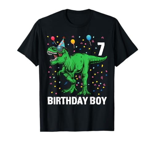 7 Ans Anniversaire Garcon Dinosaure T-Rex Cadeau Enfants T-Shirt