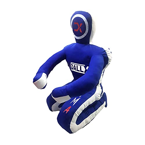 Dallx Mma Grappling Dummy Bbj Wrestling Brazilian Jiu Jitsu Punching Bag Judo Karate Throwing Boxing Fighting Dummy Self Defense Sitting Position – Unfilled (Blue White, 4Ft) #TOP4