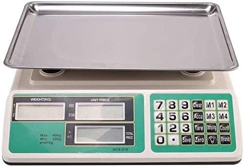 Electronic Scales 30kg/1g Price Computing Scale Stainless Steel High-Precision Kitchen Food LCD Display Stripping Function for Retail Outlet Store (White 40kg/1g) (White 30kg/1g)
