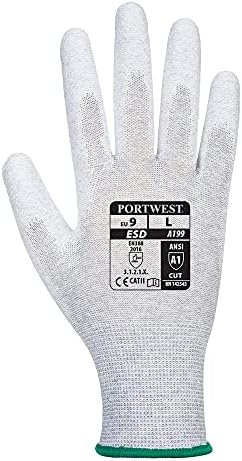 Portwest Antistatic PU Palm Glove, Size: XL, Colour: Grey, A199GRRXL