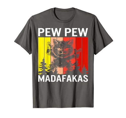 Pew pew Madafakas Katze Crazy Cat Gun Camiseta