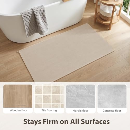 MontVoo Bath Mat for Bathroom Quick Dry Bathroom Mat Non Slip Super Absorbent Bathroom Rug with 3D Honeycomb Mesh Base, Machine Washable Dryer Friendly Bath Rug for Shower, Beige 24"x48" by MontVoo - Used condition - Image 7
