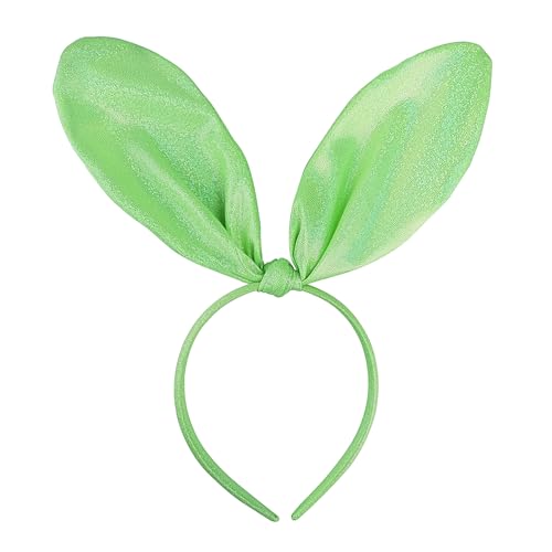 Doneace Easter Bunny Ears Headbands for Women Glitter Rabbit Ears Knotted Hair Band Cute Bunny Headband Easter Party Decoration Easter Birthday Party Favors Costume Cosplay Gift 1Pcs(Green)