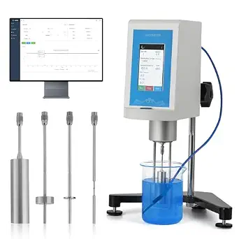 Bonvoisin Digital Rotary Viscometer 10-2,000,000 mPa·s Touch Screen Viscosity Meter with 4 Rotors and Temperature Probe ±1% Accuracy 100-240V (NDJ-8T)