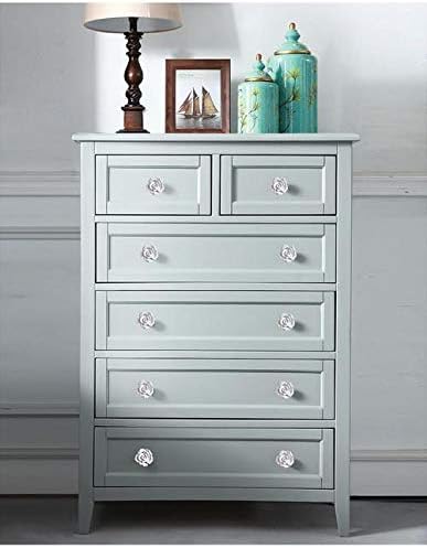 DLD Handle Knobs, Elegant Pink Rose Pulls Flower Ceramic Cabinet Knobs Cupboard Drawer Pull Handles + Screw Furniture Handle knob Ornament(8 Pieces) (White)