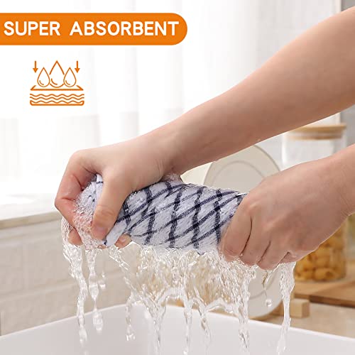 Fintale 100% Cotton Waffle Weave Kitchen Towels, 15 X 25 Inches, Super Soft And Absorbent Dish Towels For Drying Dishes, Quick Drying Hand Towels For Kitchen, 4-Pack, Navy Blue #TOP2