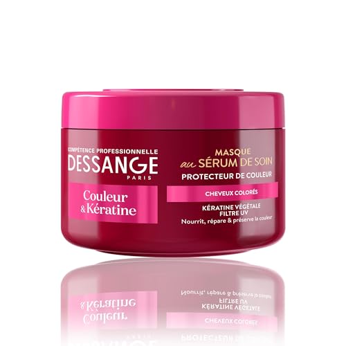 DESSANGE - Masque Cheveux Protection Couleur - Couleur & Kératine - Formule Enrichie En Kératine Végétale, Baies D'Açaï & Filtre UV - Nourrit La Fibre & Révèle La Couleur - Cheveux Colorés - 250ml