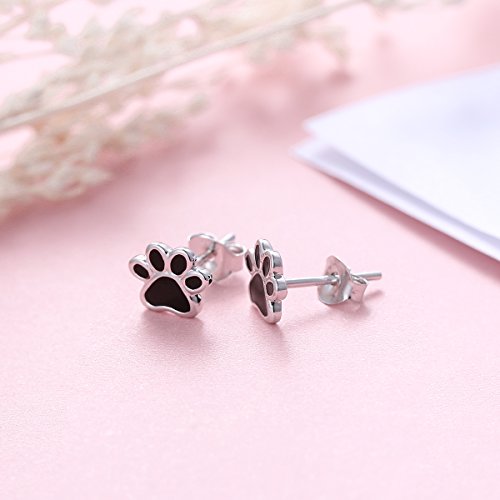 S925 Sterling Silver Puppy Dog Cat Pet Paw Print Stud Earrings3