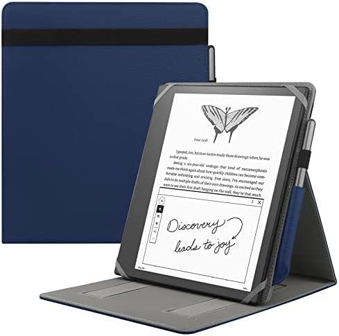 HoYiXi Universal Case for 10.2-inch Introducing Kindle Scribe 1st Generation 2022 Release / 10.3-inch Kobo Elipsa eReader 2021 Release Foldable Cover with Vertical Flip Stand Pen Holder - blue
