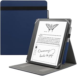 HoYiXi Universal Case for 10.2-inch Introducing Kindle Scribe 1st Generation 2022 Release / 10.3-inch Kobo Elipsa eReader 2021 Release Foldable Cover with Vertical Flip Stand Pen Holder - blue