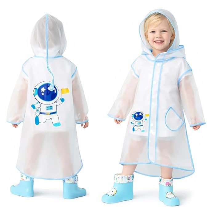 Vibe Apparel Transparent Astronaut Print Kid’s Waterproof Raincoat Rain Jacket Suit with Hood and Visor for School Boys an... - Review, Price and Buying Guide