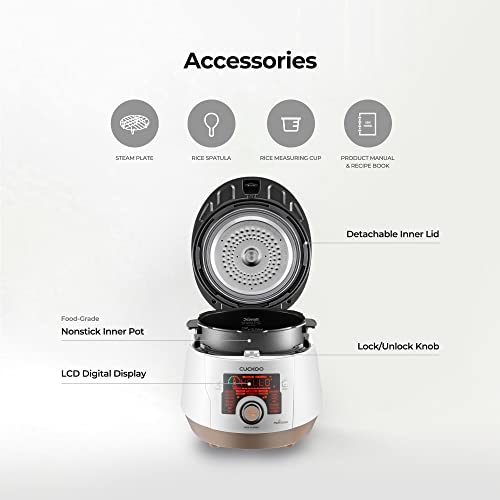 Cuckoo-Multi-Pressure-Cooker-CMC-ASB501F-A50-Premium-Series-8-in-1-Pressure-Slow-Rice-Cooker-Browning-Fry-Steamer-Warmer-Yogurt-Soup-Maker18-Smart-Options-Stainless-Steel-5QT-GOLDWHITE-Renewed