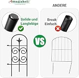 Amagabeli Dekoratives Gartenzaun 81cm(H) x 41cm(L) (8 Panels, Gesamtlänge 3.3m), Rostfrei Metallzaun ohne Graben für Außenbereich, Grenzzaun, Hundezäune für Blumenbeete, Schwarz
