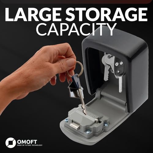 Wall Mount Key Storage Box, 4-Digit Combination Lock, Durable Metal Safe for Home, Office, Airbnb, Versatile Use for Keys and Valuables, Easy Installation, Black – Omoft Corporation