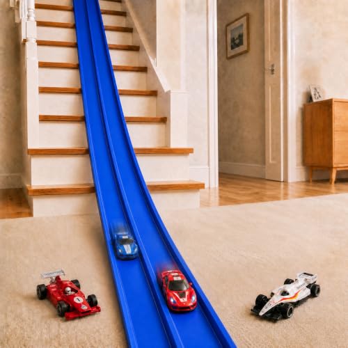 #Commissioniguadagnate<br>450cm Flexible Race Track Flex Tracks with 4 Cars and Suction Cups Portable Rolls Up Race Track Compatible with Hot Wheels Diecast 1/64th Cars