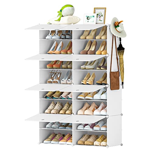 Shoe Storage, 8-Tier Shoe Rack Organizer For Closet, 32 Pair Shoe Shelf Shoe Cabinet Shoe Organizer For Entryway Bedroom And Hallway（White） #TOP18